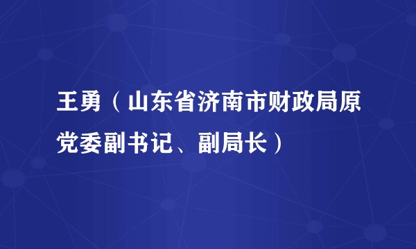 王勇（山东省济南市财政局原党委副书记、副局长）