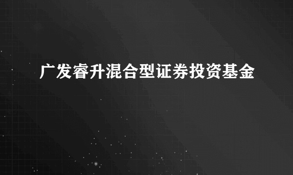 广发睿升混合型证券投资基金