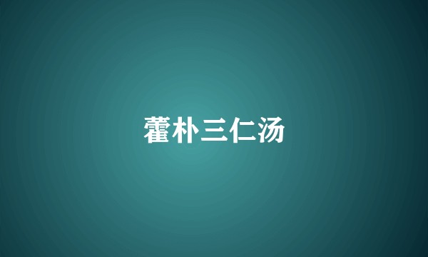 藿朴三仁汤