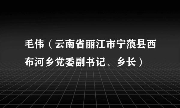 毛伟（云南省丽江市宁蒗县西布河乡党委副书记、乡长）