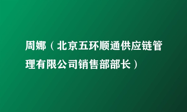 周娜（北京五环顺通供应链管理有限公司销售部部长）