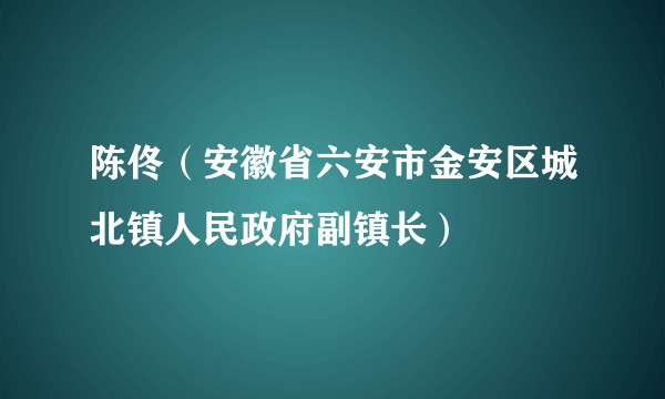 陈佟（安徽省六安市金安区城北镇人民政府副镇长）