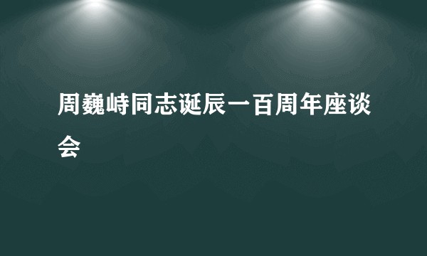 周巍峙同志诞辰一百周年座谈会