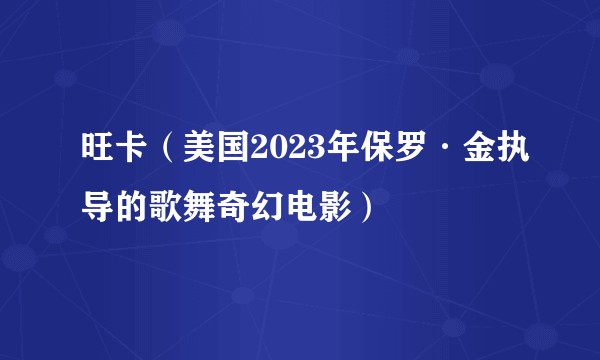 旺卡（美国2023年保罗·金执导的歌舞奇幻电影）