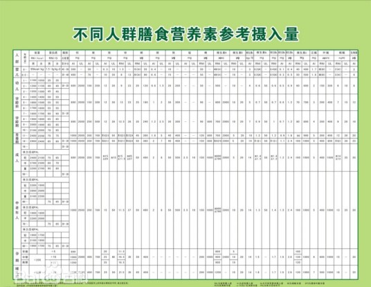 中国居民膳食营养素摄入量