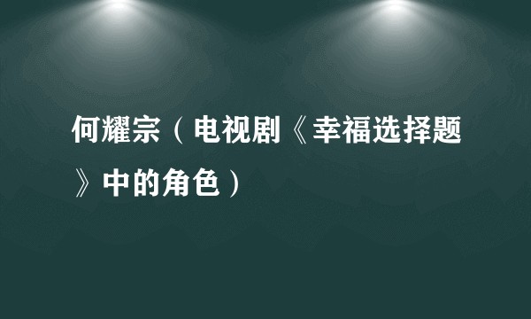 何耀宗（电视剧《幸福选择题》中的角色）