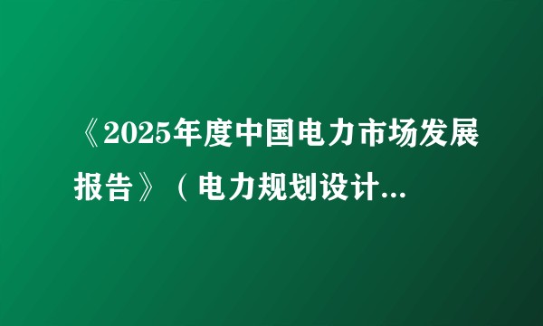 《2025年度中国电力市场发展报告》（电力规划设计总院于2025年5月28日发布的年度报告）
