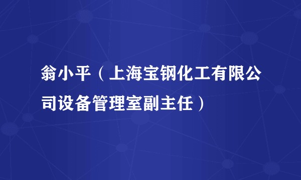 翁小平（上海宝钢化工有限公司设备管理室副主任）