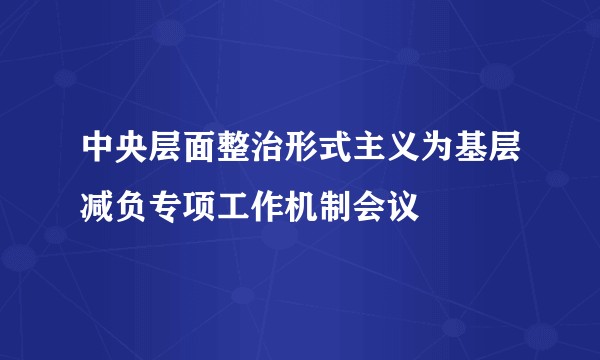中央层面整治形式主义为基层减负专项工作机制会议