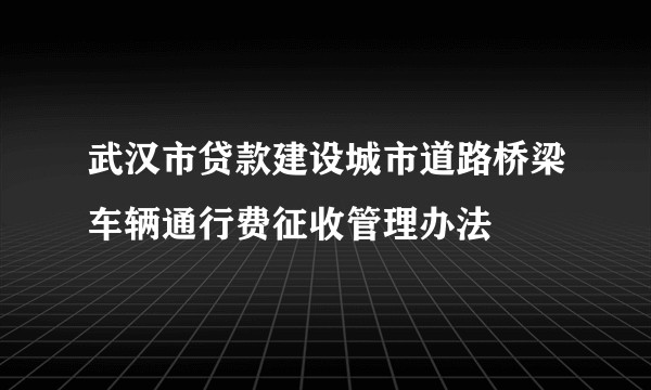 武汉市贷款建设城市道路桥梁车辆通行费征收管理办法