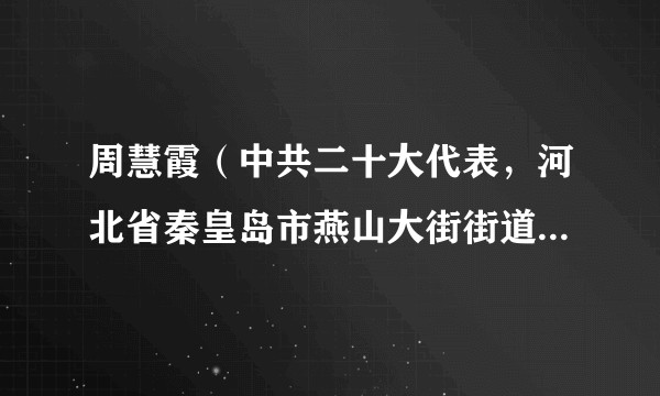 周慧霞（中共二十大代表，河北省秦皇岛市燕山大街街道办事处副主任兼天洋新城社区党委书记、居委会主任）