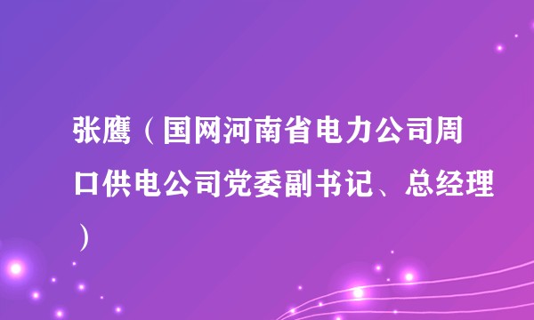 张鹰（国网河南省电力公司周口供电公司党委副书记、总经理）