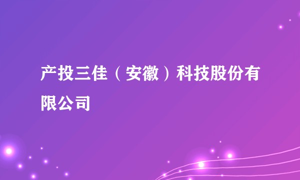 产投三佳（安徽）科技股份有限公司