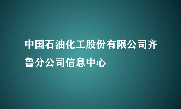 中国石油化工股份有限公司齐鲁分公司信息中心