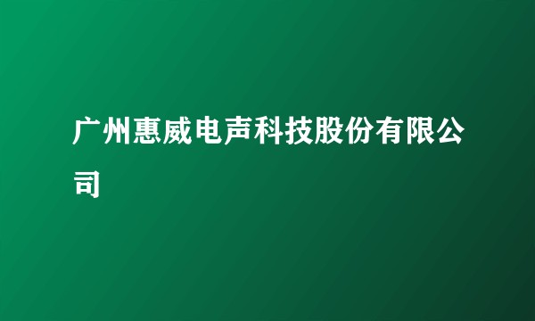 广州惠威电声科技股份有限公司