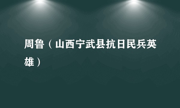 周鲁(山西宁武县抗日民兵英雄)