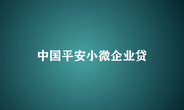 中国平安小微企业贷