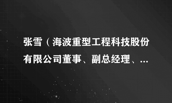 张雪（海波重型工程科技股份有限公司董事、副总经理、董事会秘书）