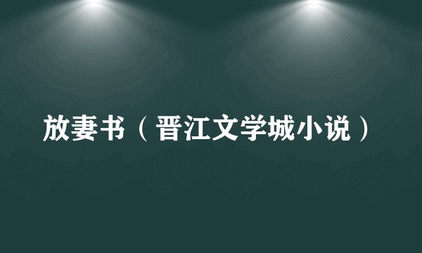 放妻书（晋江文学城小说）