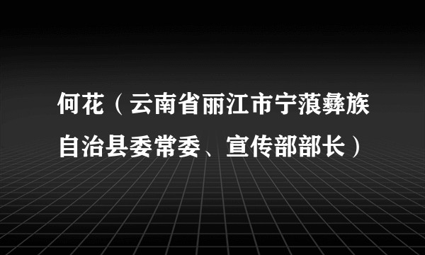 何花（云南省丽江市宁蒗彝族自治县委常委、宣传部部长）