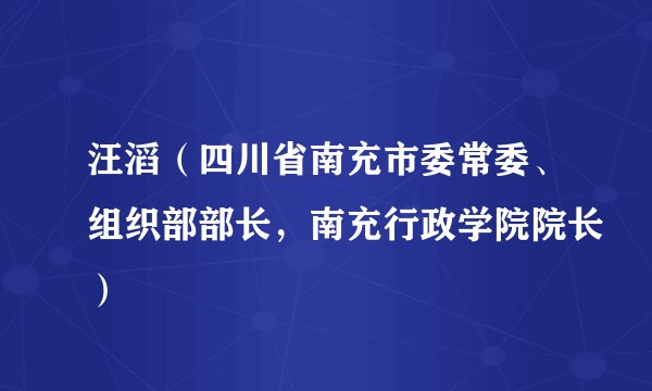 汪滔（四川省南充市委常委、组织部部长，南充行政学院院长）