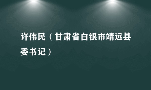 许伟民（甘肃省白银市靖远县委书记）