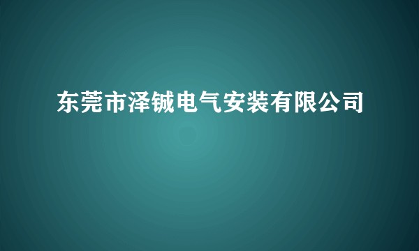 东莞市泽铖电气安装有限公司