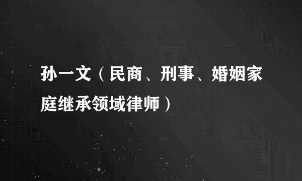 孙一文（民商、刑事、婚姻家庭继承领域律师）