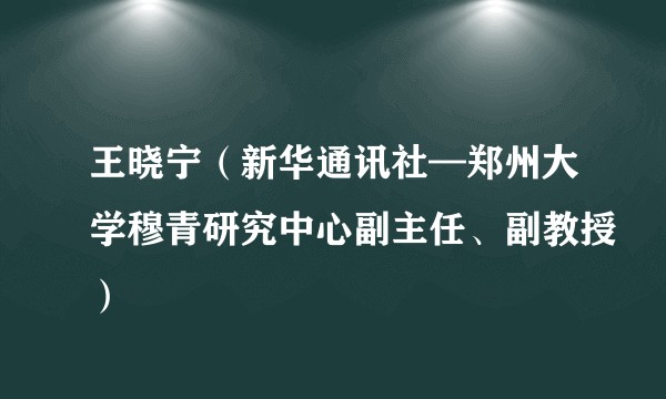 王晓宁（新华通讯社—郑州大学穆青研究中心副主任、副教授）