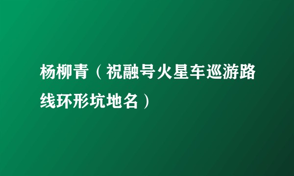 杨柳青（祝融号火星车巡游路线环形坑地名）