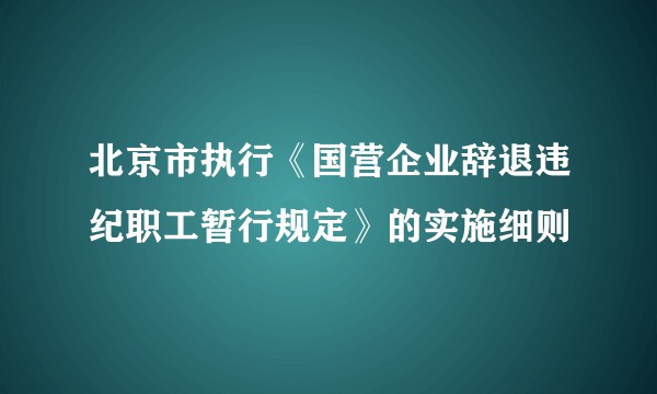北京市执行《国营企业辞退违纪职工暂行规定》的实施细则