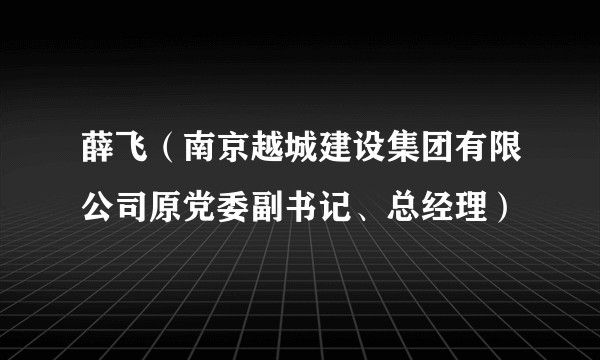 薛飞（南京越城建设集团有限公司原党委副书记、总经理）