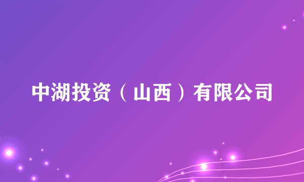中湖投资(山西)有限公司