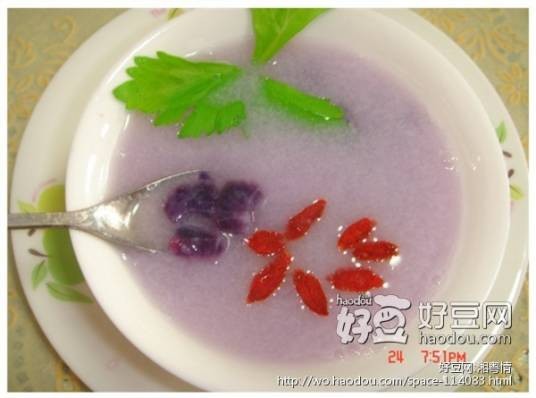 紫薯粒枸杞米糊