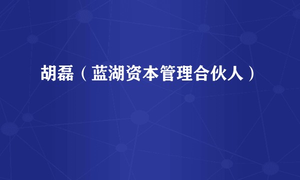 胡磊（蓝湖资本管理合伙人）