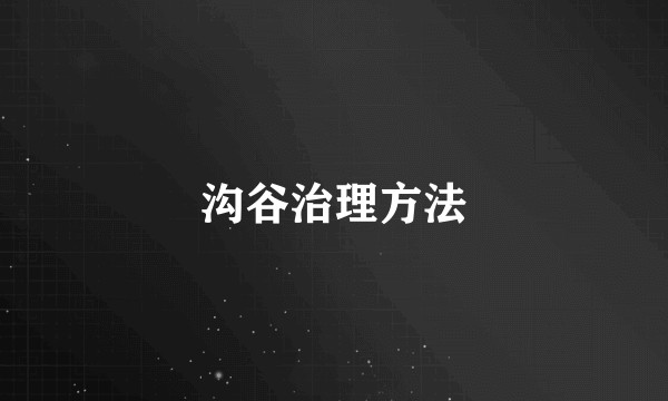沟谷治理方法