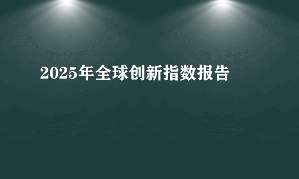 2025年全球创新指数报告