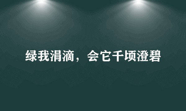 绿我涓滴,会它千顷澄碧