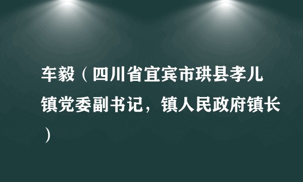 车毅（四川省宜宾市珙县孝儿镇党委副书记，镇人民政府镇长）