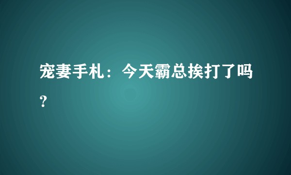 宠妻手札：今天霸总挨打了吗？
