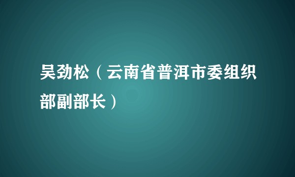 吴劲松（云南省普洱市委组织部副部长）