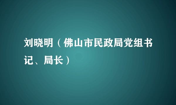 刘晓明（佛山市民政局党组书记、局长）