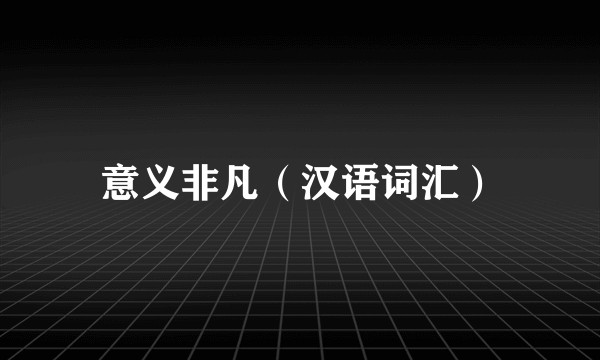 意义非凡（汉语词汇）