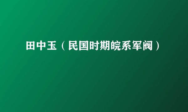 田中玉（民国时期皖系军阀）