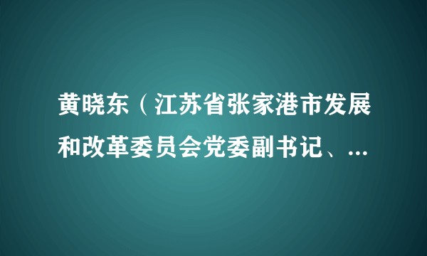 黄晓东(江苏省张家港市发展和改革委员会党委副书记、副主任兼市粮食和物资储备局局长)