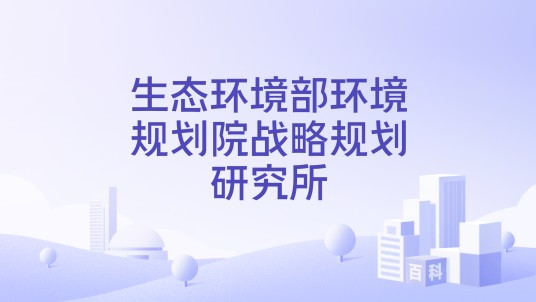 生态环境部环境规划院战略规划研究所