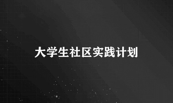 大学生社区实践计划