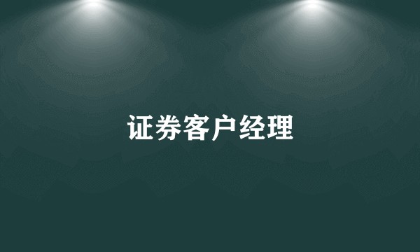 证券客户经理