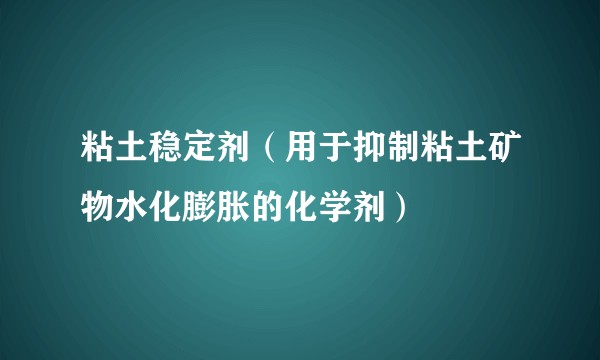 粘土稳定剂（用于抑制粘土矿物水化膨胀的化学剂）