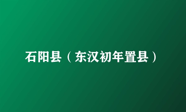 石阳县（东汉初年置县）